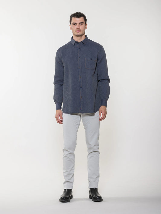 Vintage Washed Waffle Shirt - Steel Blue