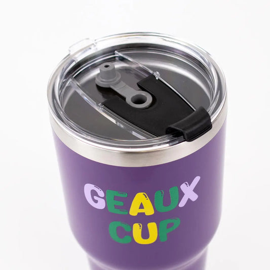 Mardi Gras "Geaux Cup" Tumbler - Purple
