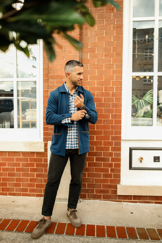 Waffle Smoking Jacket - Navy