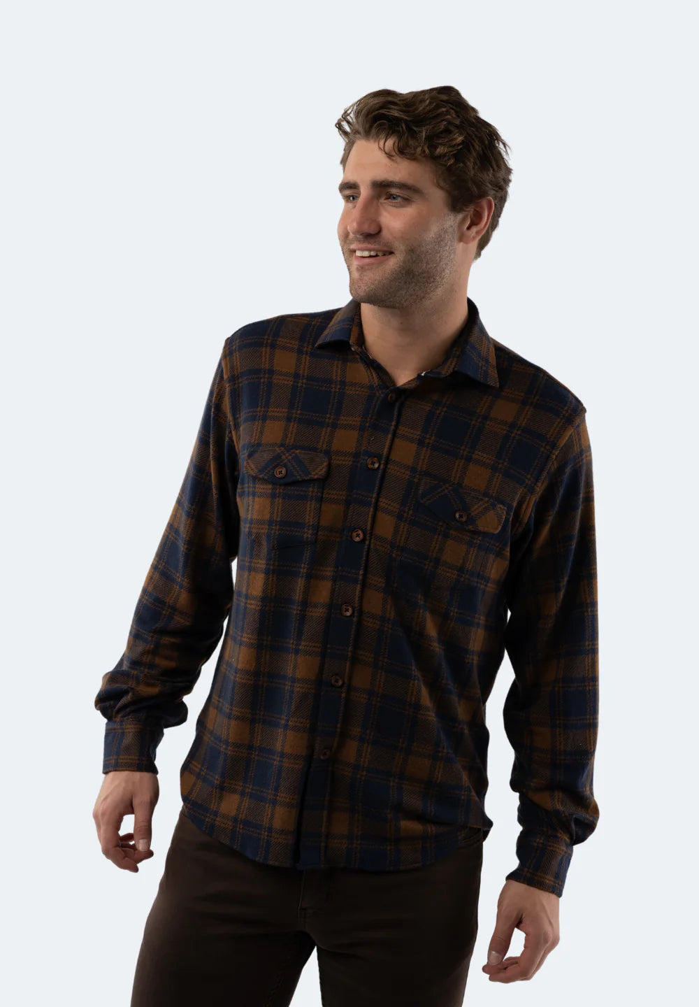 Fawn Beige Plaid Knit Flannel