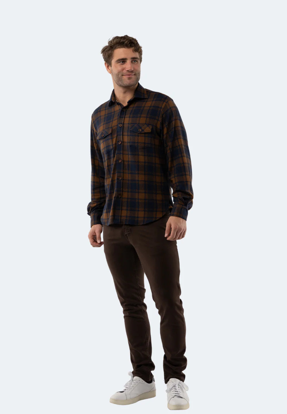 Fawn Beige Plaid Knit Flannel