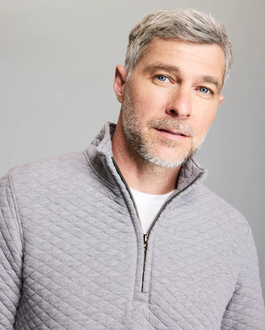 Diamond Quilt Half Zip - Medium Grey