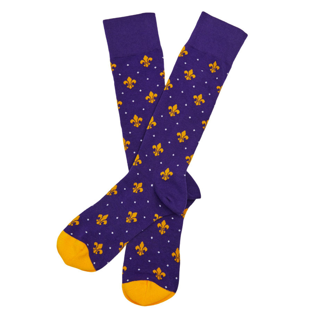 Fleur De Lis Dress Socks - Purple/Gold