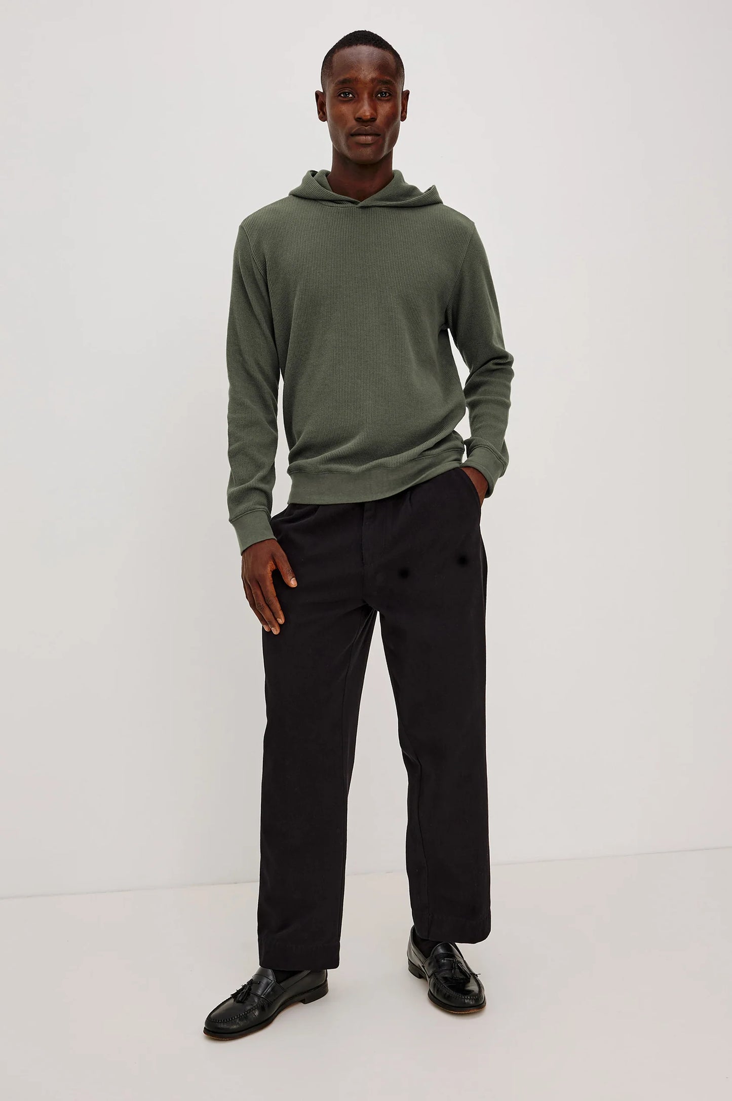 Gates Waffle-Knit Hoodie - Pine Needle