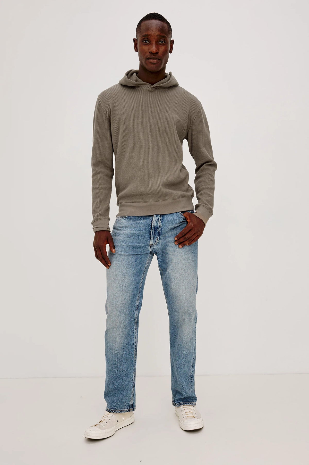 Gates Waffle-Knit Pullover Hoodie - Walnut