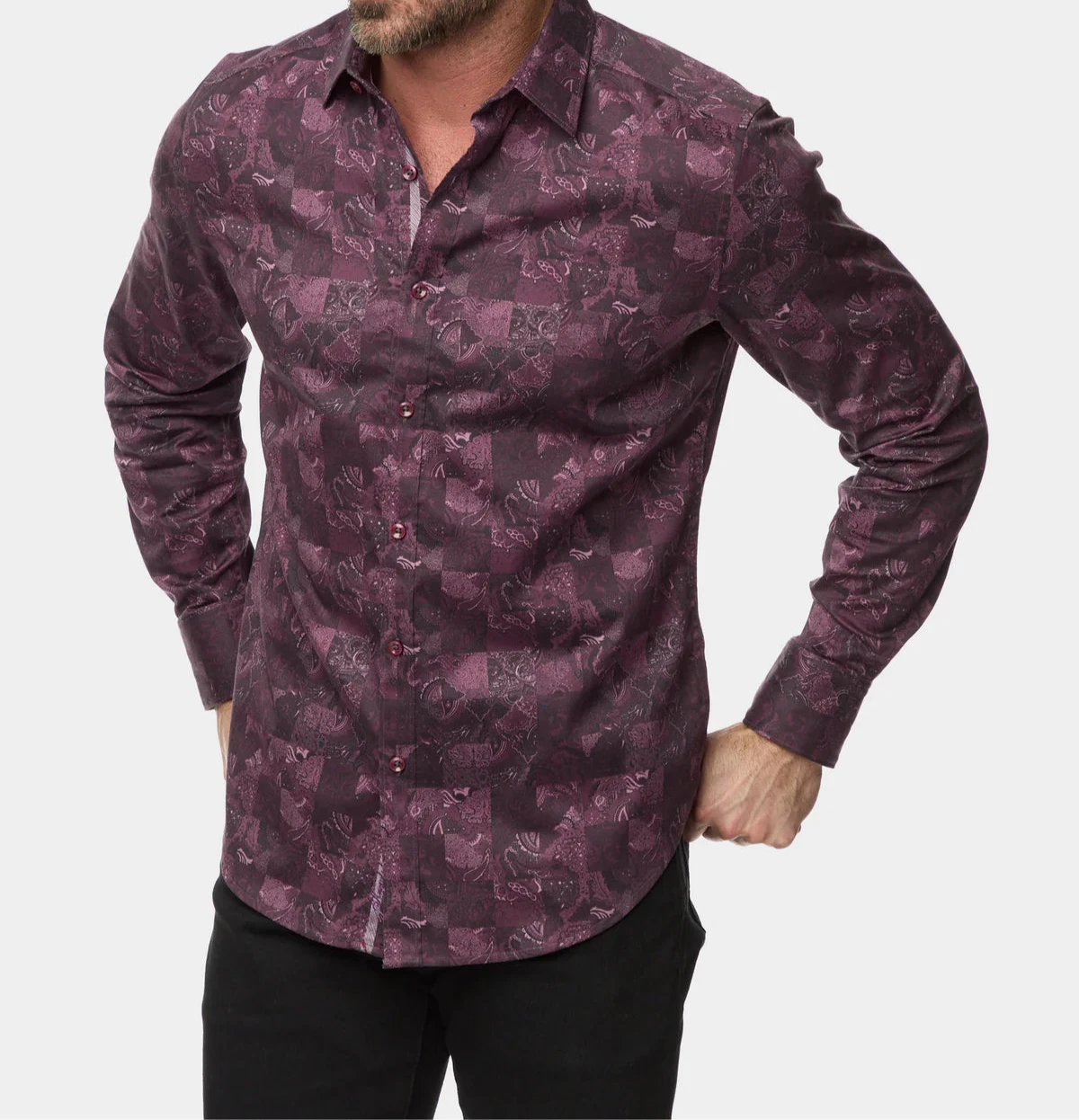 Tourneau Broken Geo Paisley Print Button Down Shirt