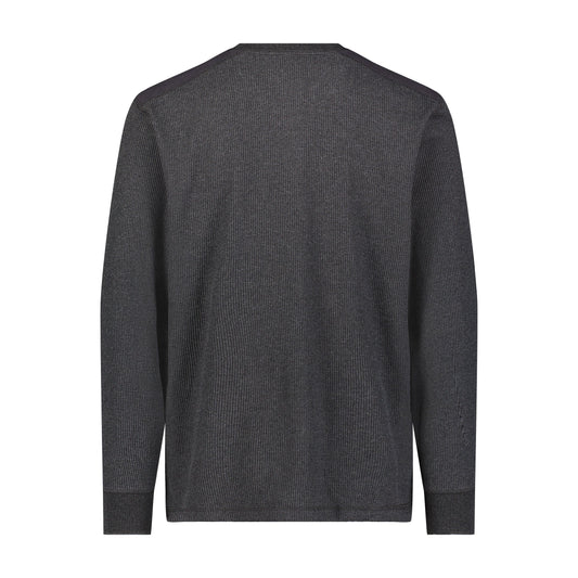 Waffle Long Sleeve Henley - Charcoal