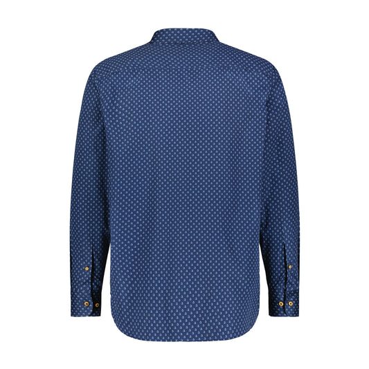 Geometric Sphere Print Long Sleeve Shirt - Navy