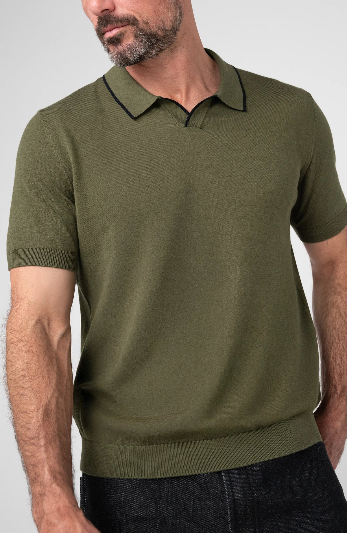 Johnny Collar Sweater Polo - Winter Moss