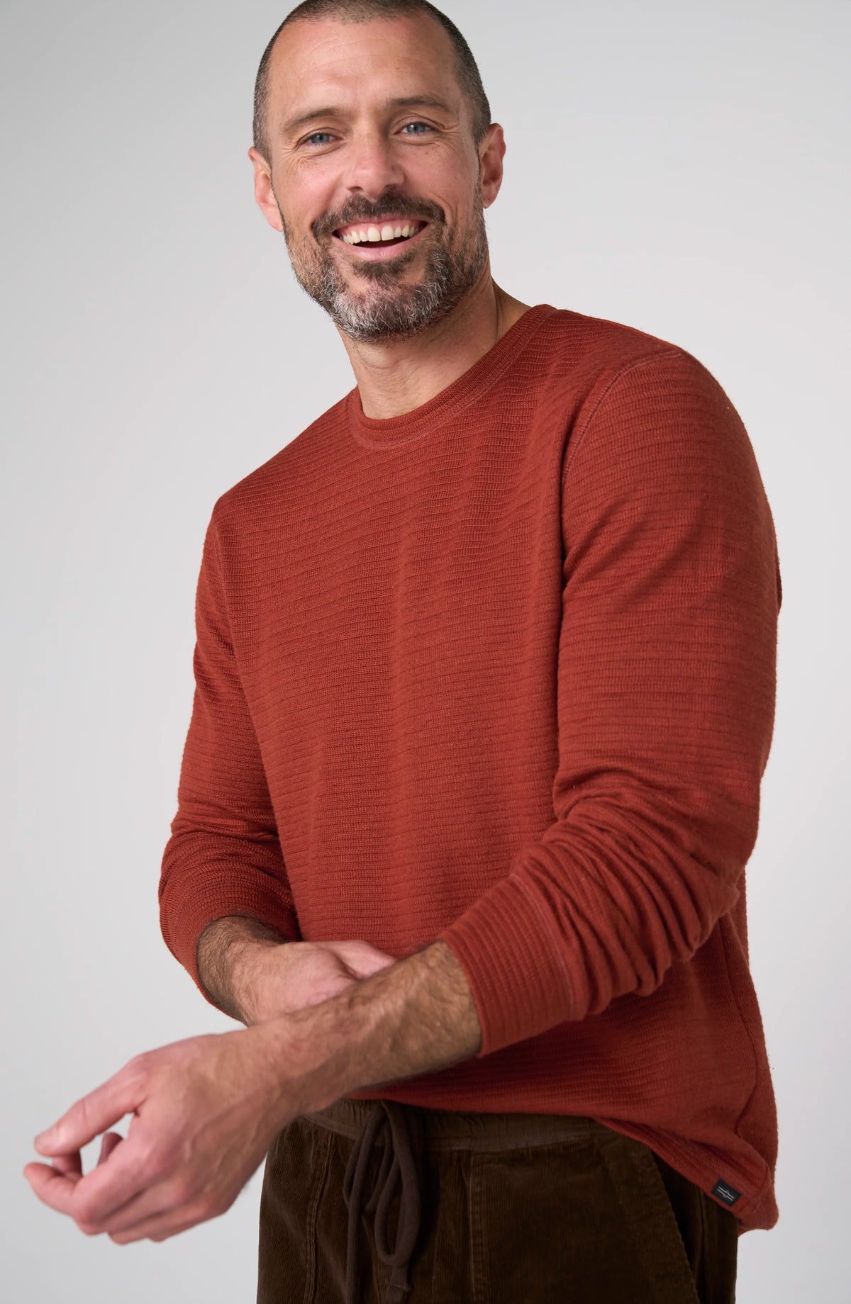 Long-Sleeve Crew Neck Shirt - Burnt Henna