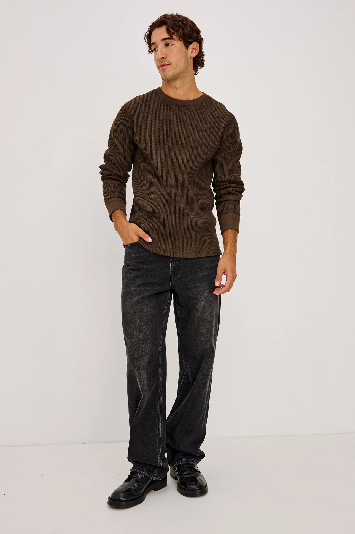 Wade Waffle-Knit Thermal – Chocolate
