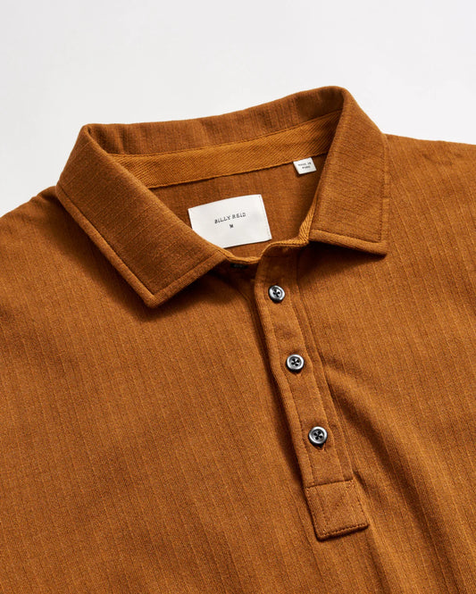 Long Sleeve Herringbone Polo - Billy's Brown