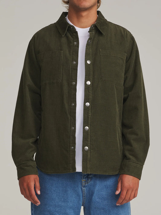 Harold Corduroy Shirt Jacket - Dark Olive