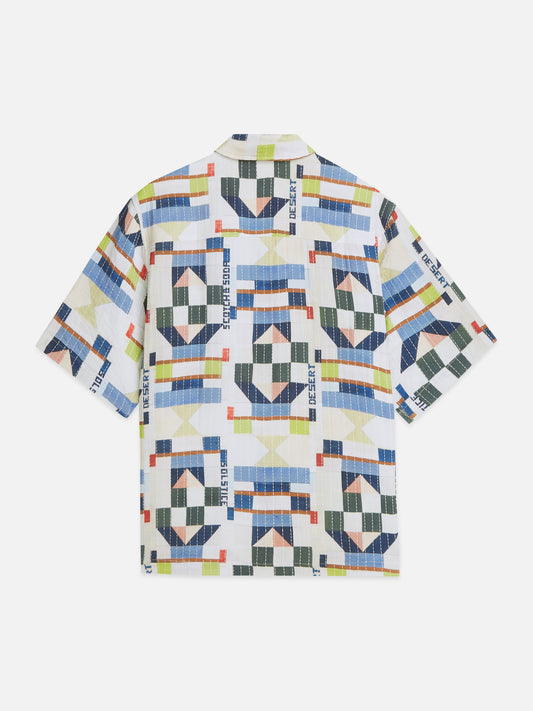 Printed Stitched Relaxed-Fit S/S Shirt