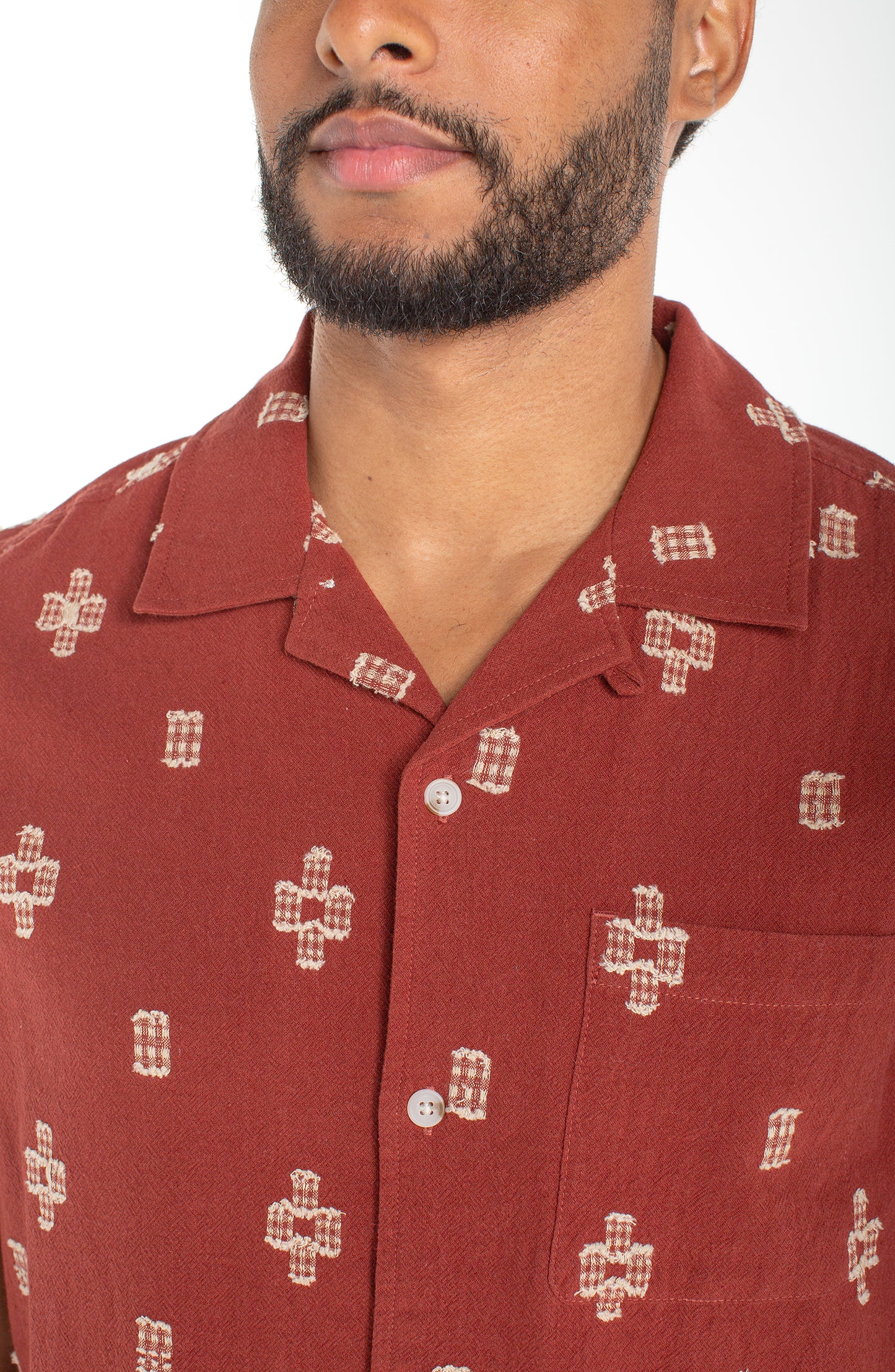 Textured Cotton Jacquard Camp Shirt