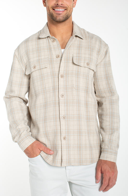 Plaid Linen Blend Overshirt