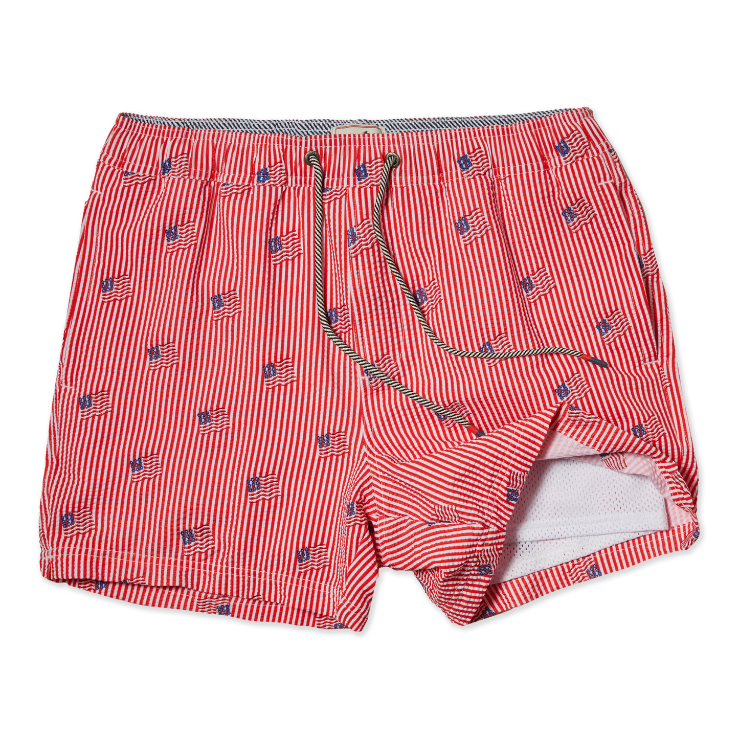 Party Pants 5” USA Striped Seersucker Swim Trunks