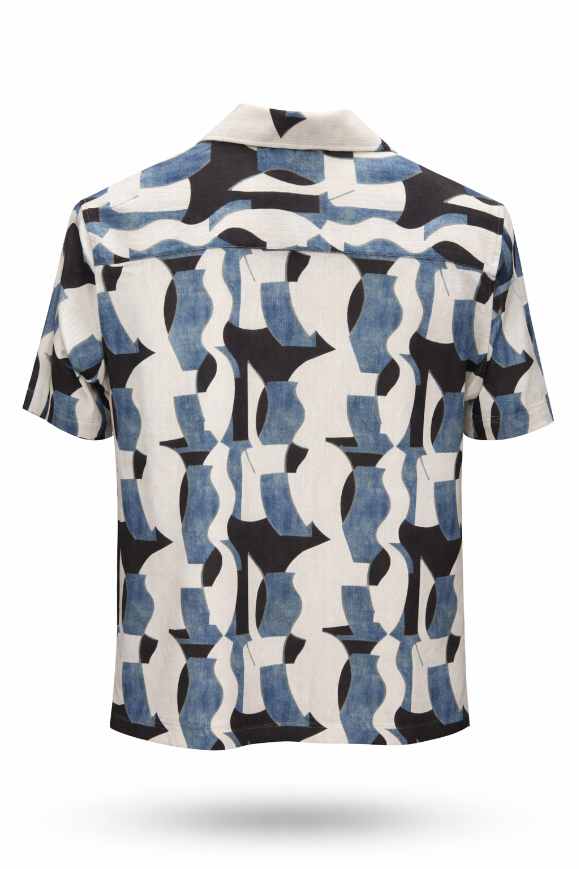 Scacchi Abstract Knit Camp Shirt