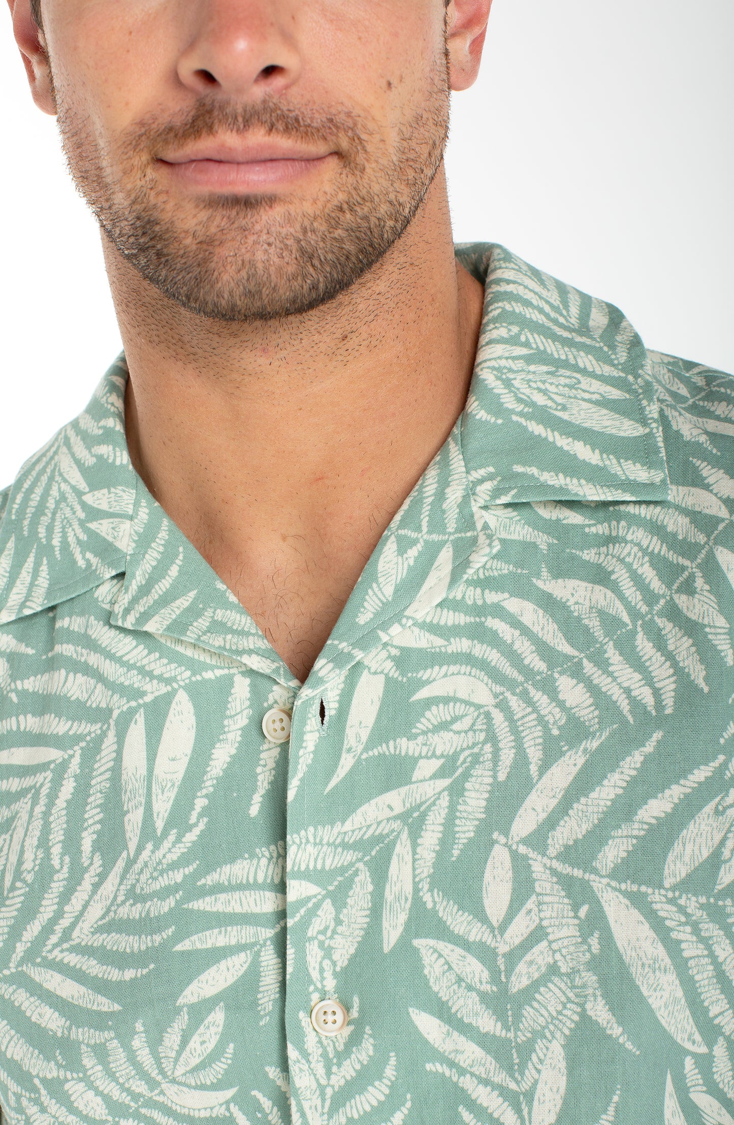 Floral Printed Linen Blend Camp Shirt