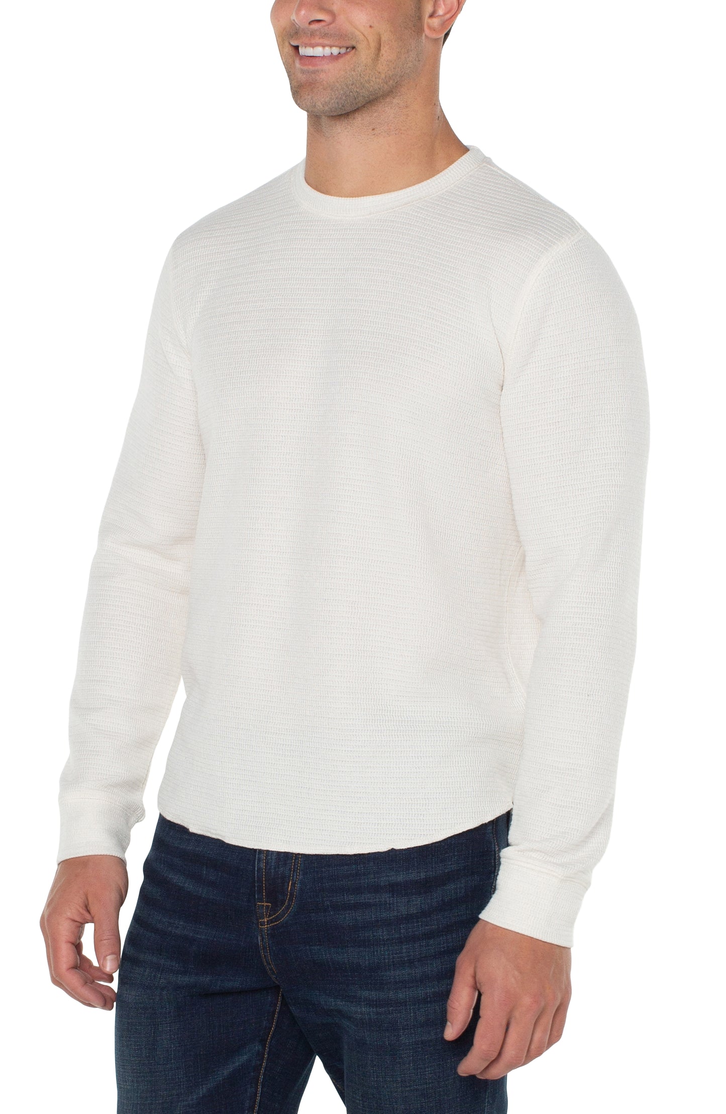 Textured Double Knit L/S Crewneck