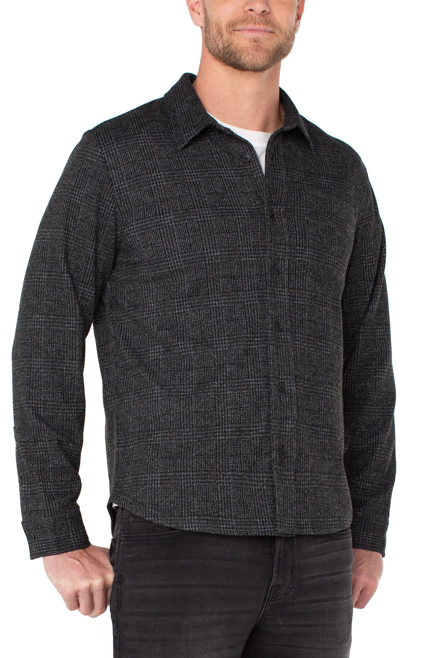 Knit L/S Button Up Shirt