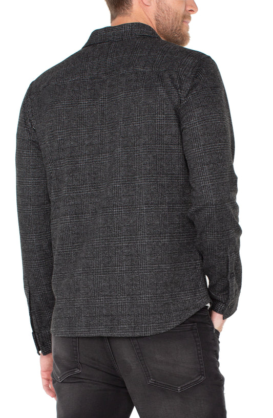 Knit L/S Button Up Shirt - Charcoal Gray/Black