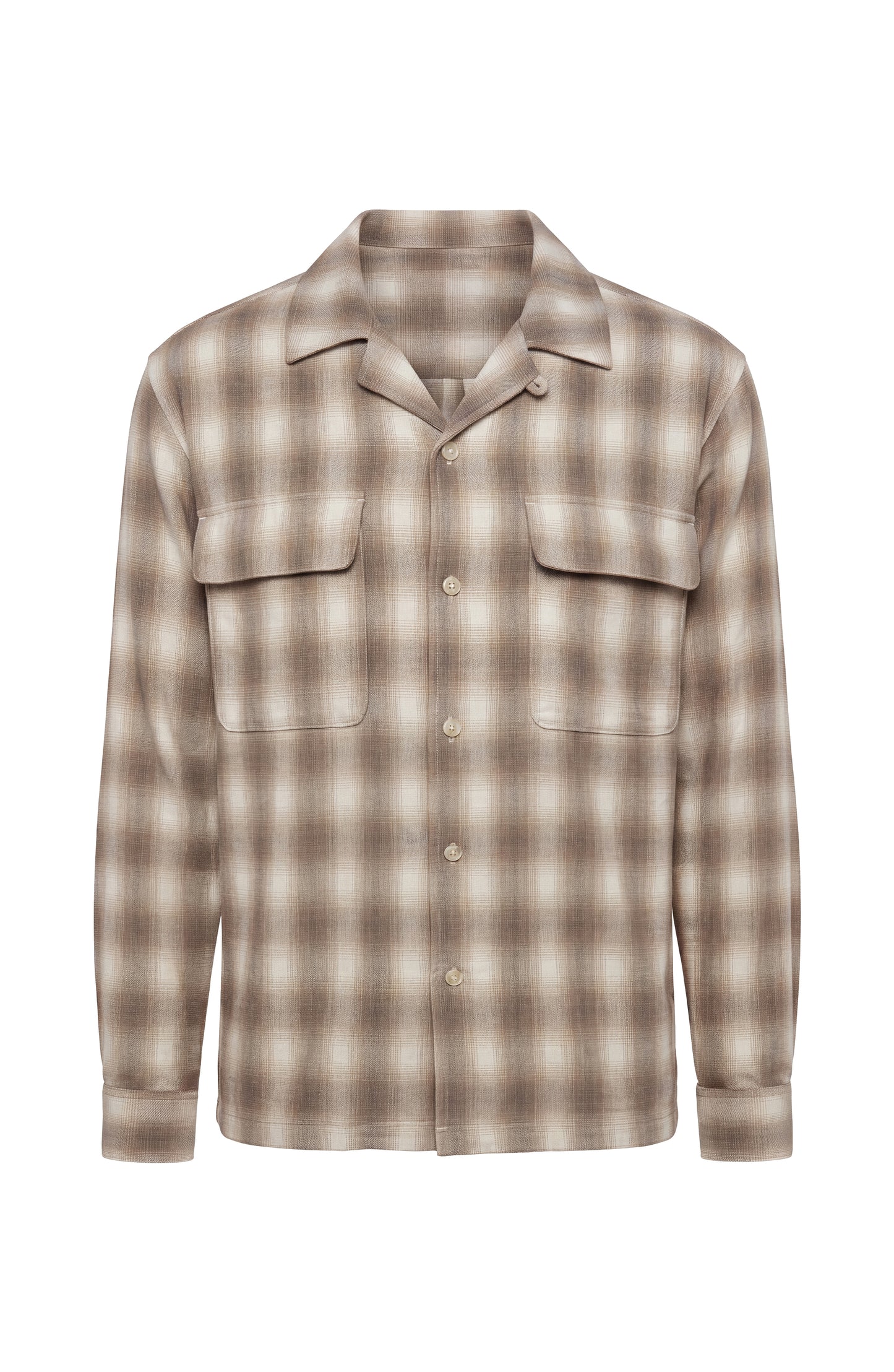 Long-Sleeve Flap-Pocket Shirt – Khaki/Grey Multi