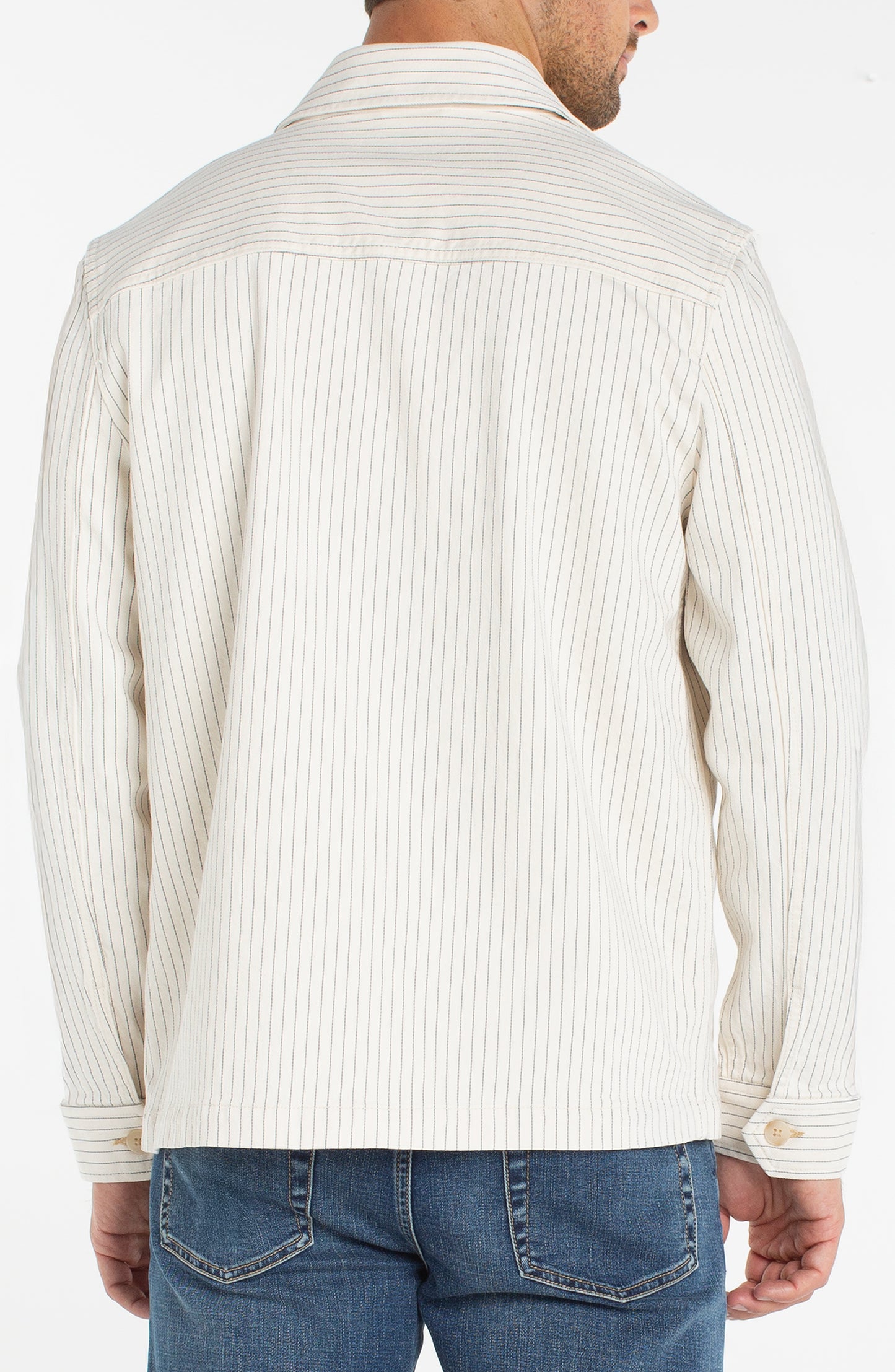 Pinstripe Denim Shirt Jacket