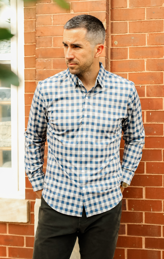 Gingham No-Tuck Long Sleeve Shirt