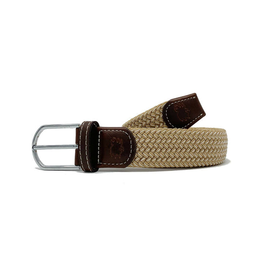 Sanibel Two-Tone Woven Stretch Belt - Beige