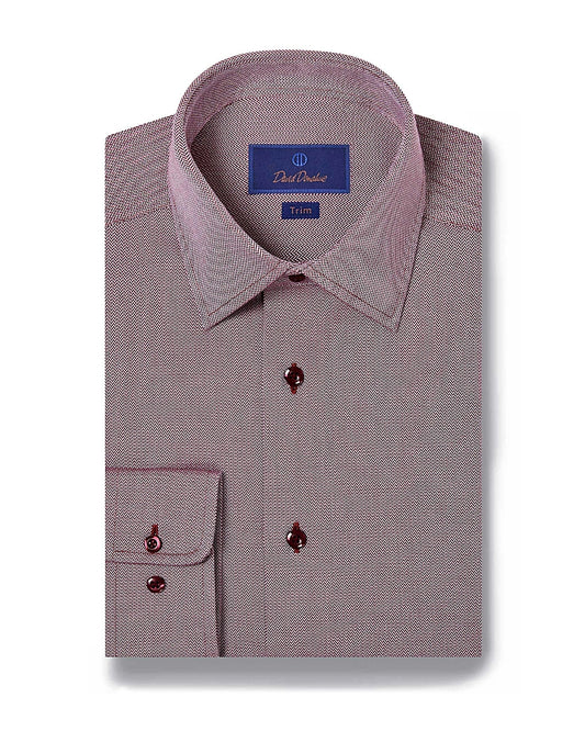 Trim Fit Micro Herringbone Dress Shirt