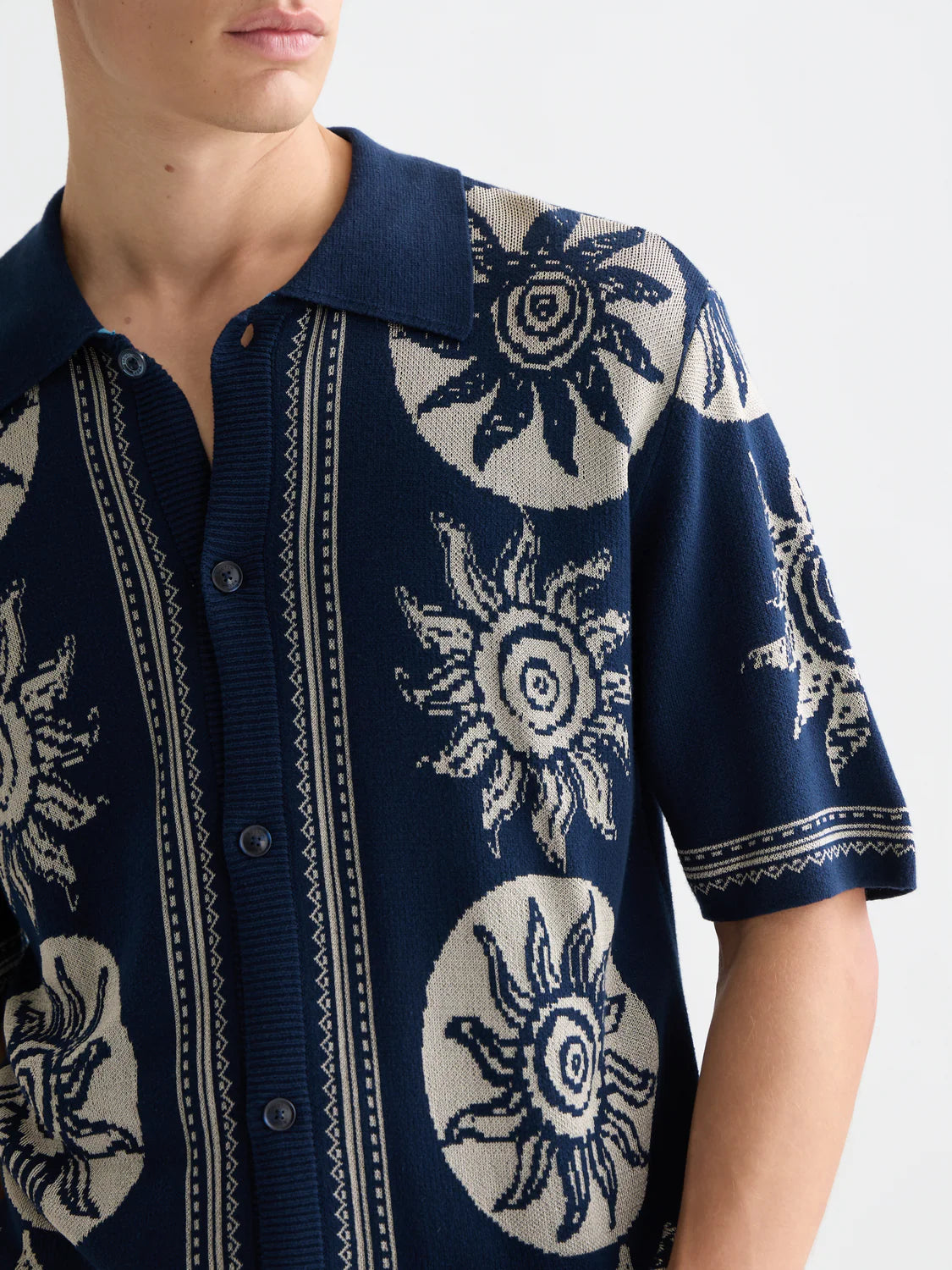 Jacquard Knit Short Sleeve Shirt
