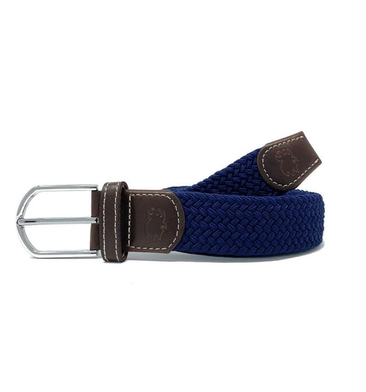 The Pebble Beach Solid Woven Stretch Belt - Navy