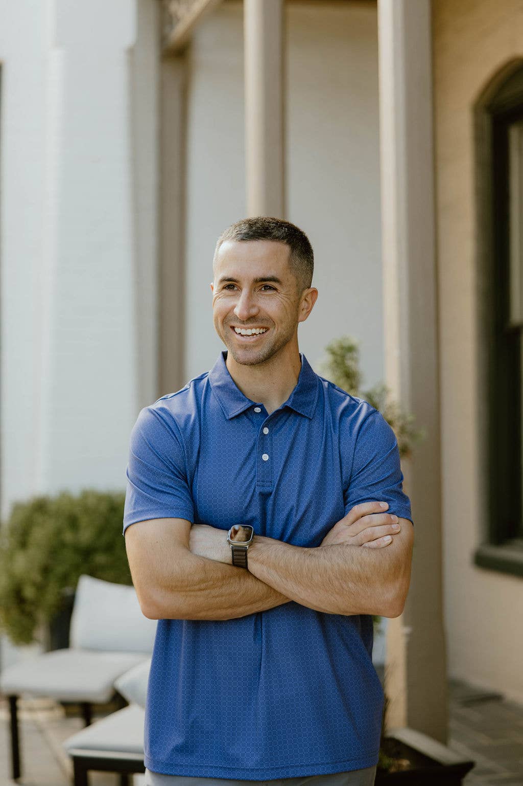 JD Buck Indigo Squares Performance Polo