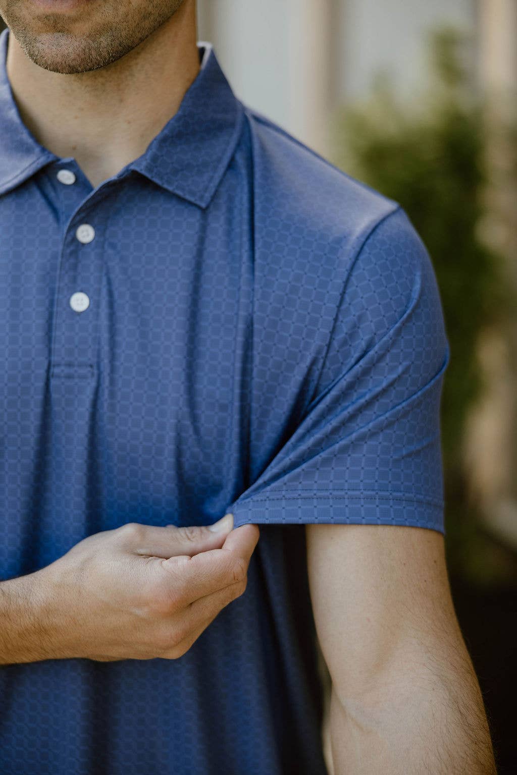 JD Buck Indigo Squares Performance Polo