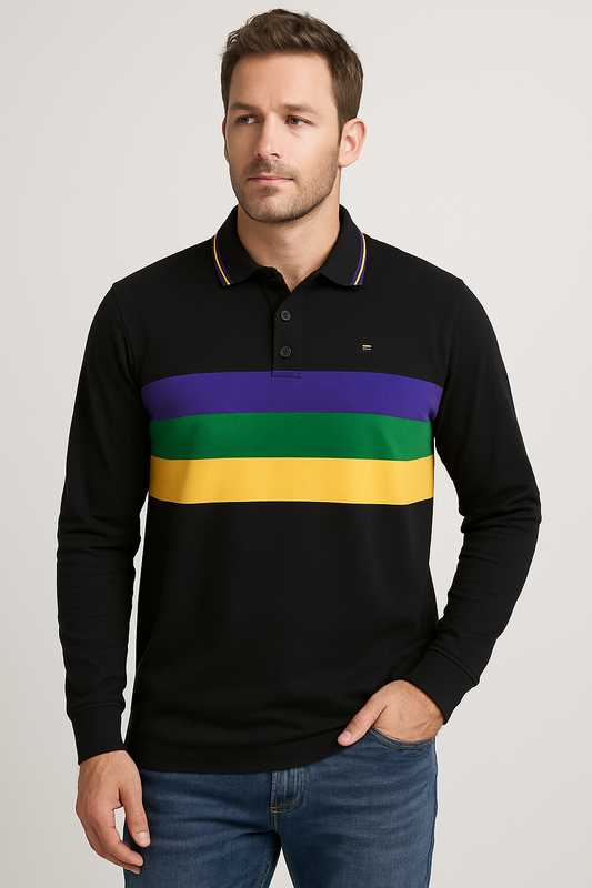 Mardi Gras Stripe Long Sleeve - Black