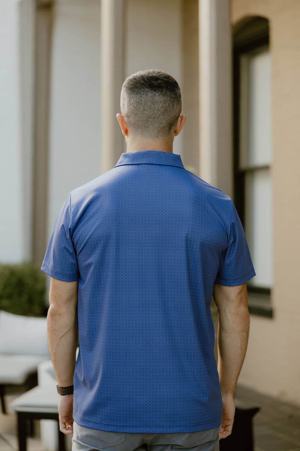 JD Buck Indigo Squares Performance Polo