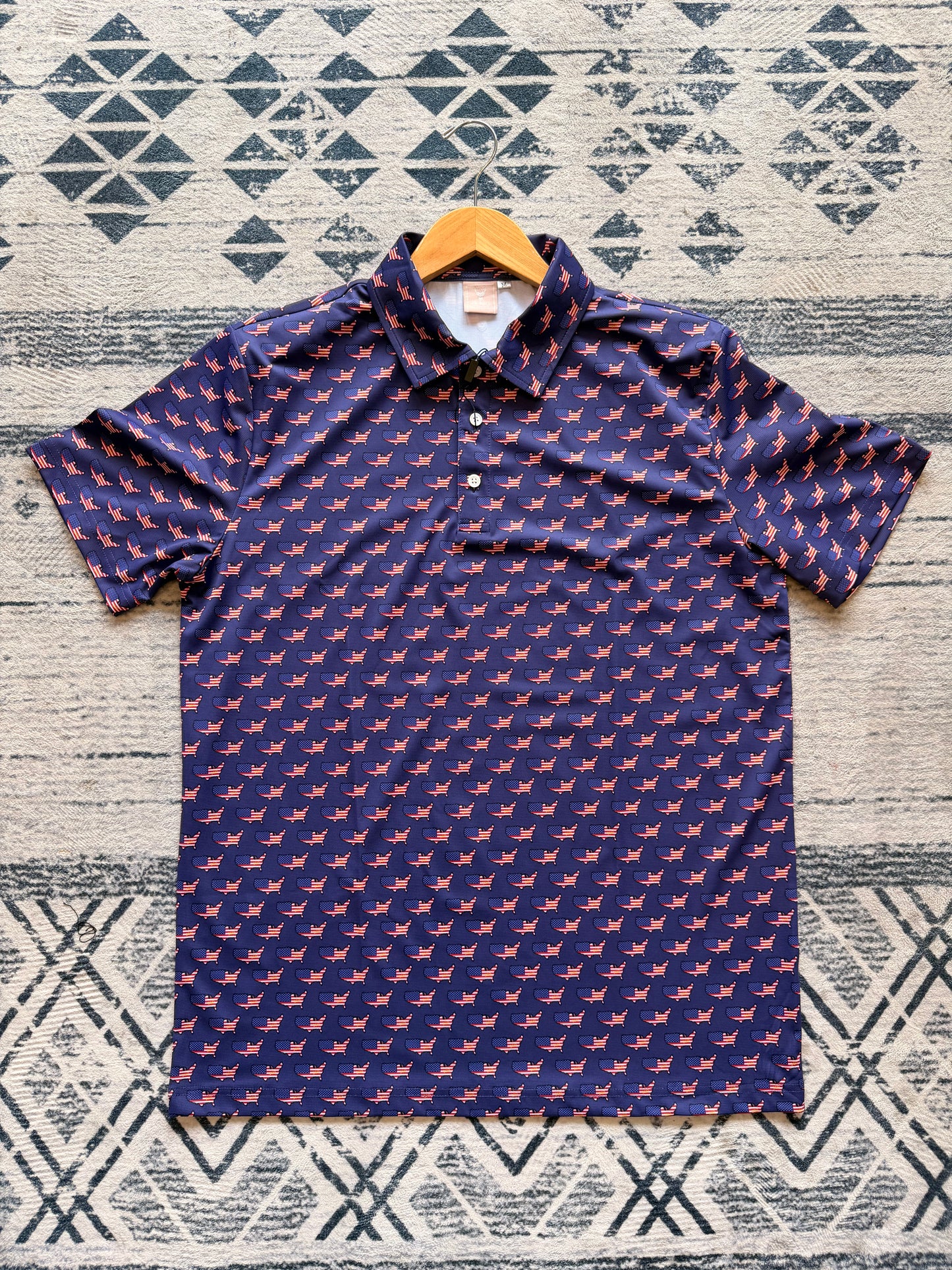 JD Buck USA 250th Anniversary navy polo shirt for men