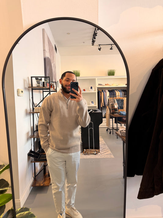 Harrison Ribbed 1/4 Zip - Vintage Khaki