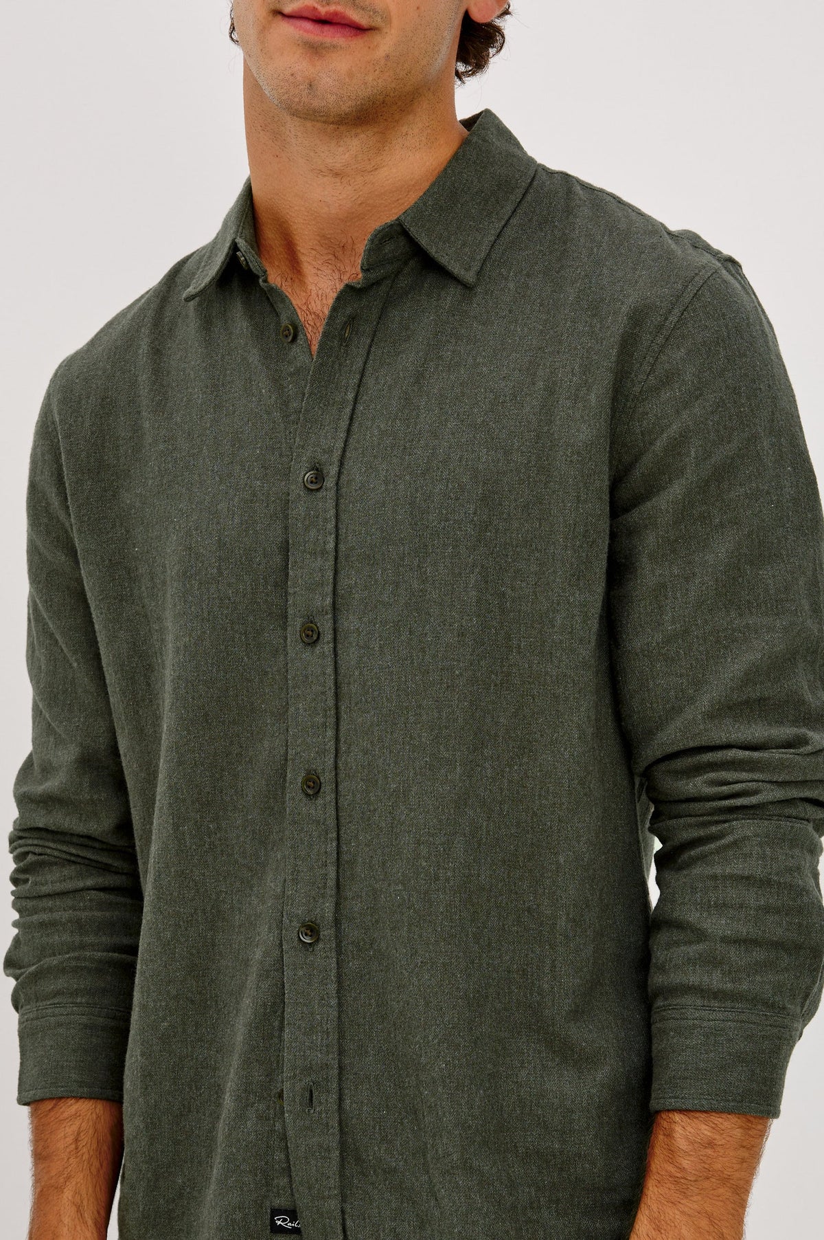 Cliff Herringbone Shirt – Moss