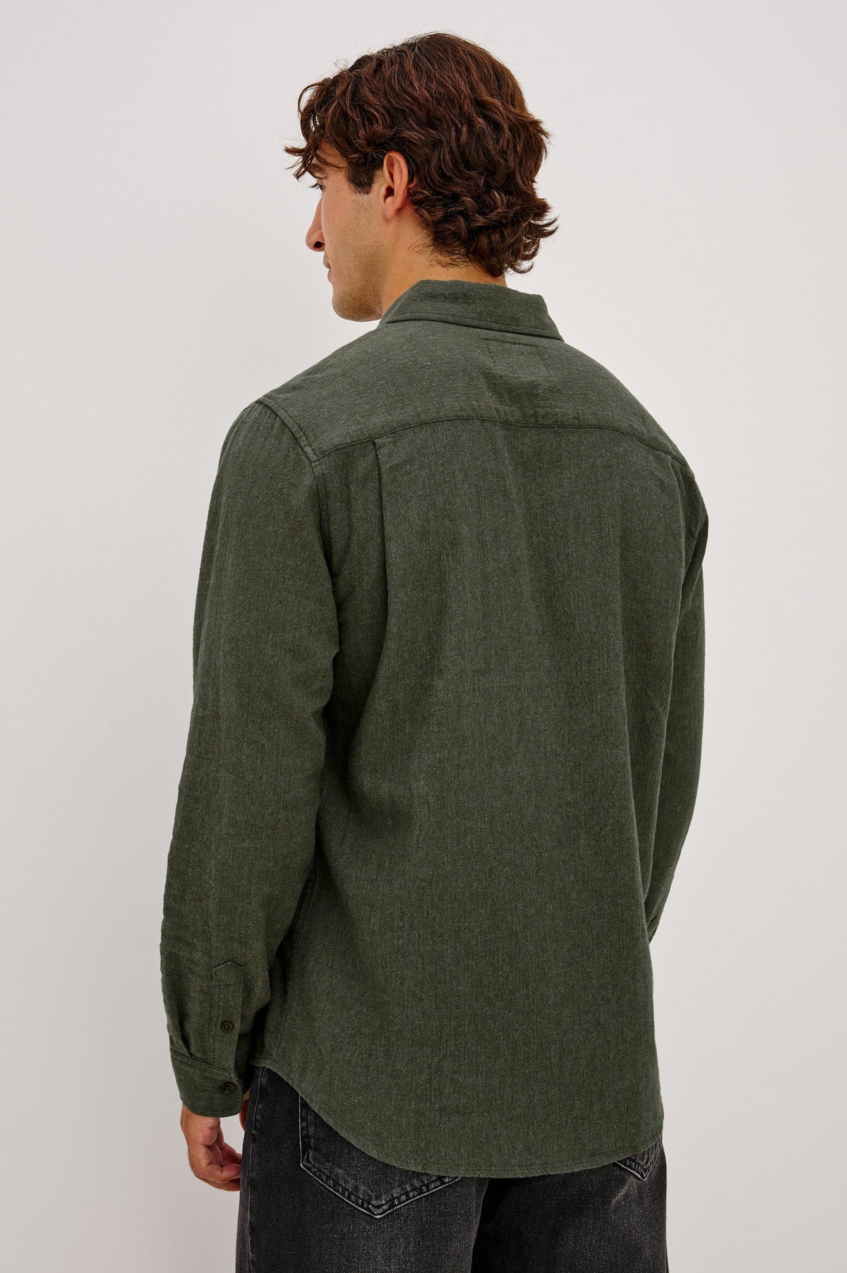 Cliff Herringbone Shirt – Moss