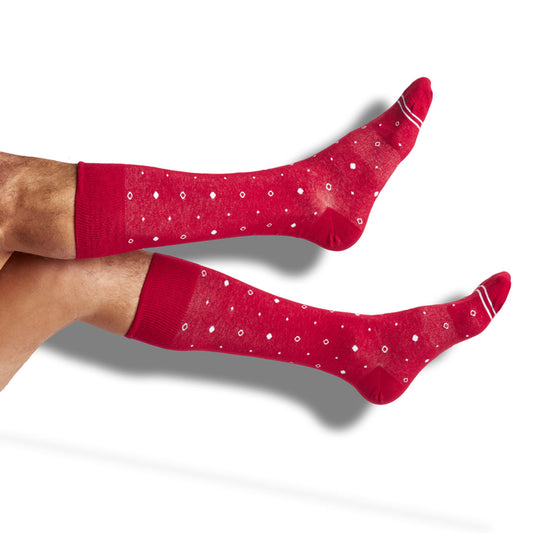 Mixed Dots Dress Socks - Cardinal