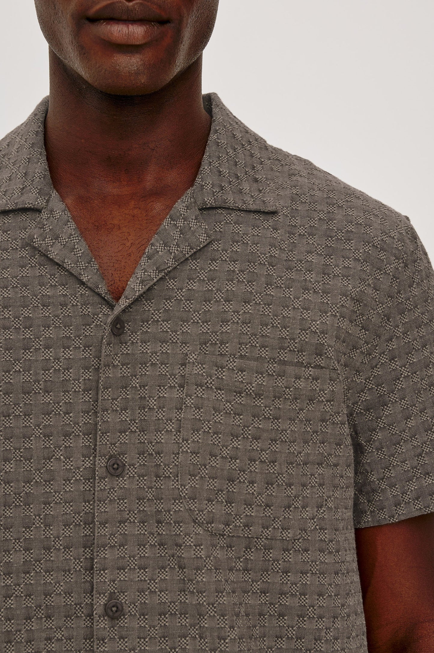 Davis Linen-Blend Button-Up Shirt - Coffee Jupe