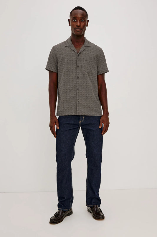 Davis Linen-Blend Button-Up Shirt - Coffee Jupe