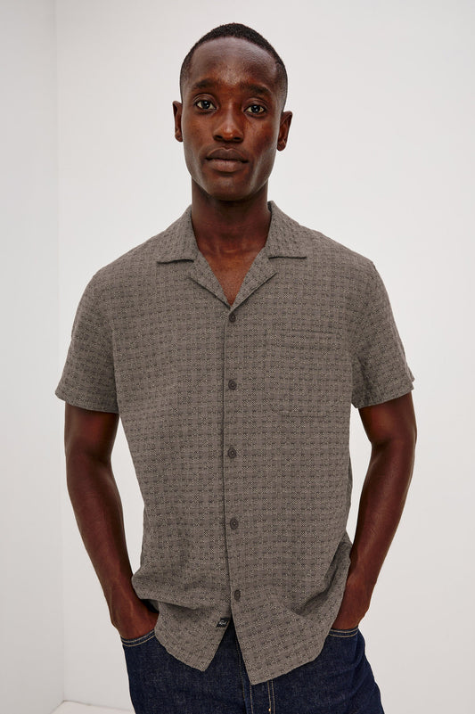 Davis Linen-Blend Button-Up Shirt - Coffee Jupe