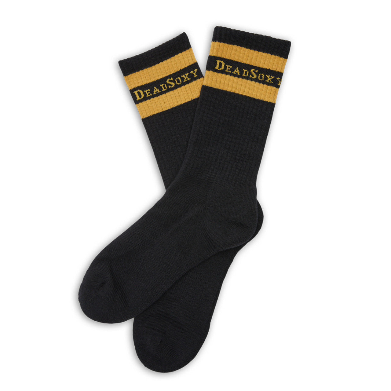 Branded Casual Crew Socks - Black/Gold
