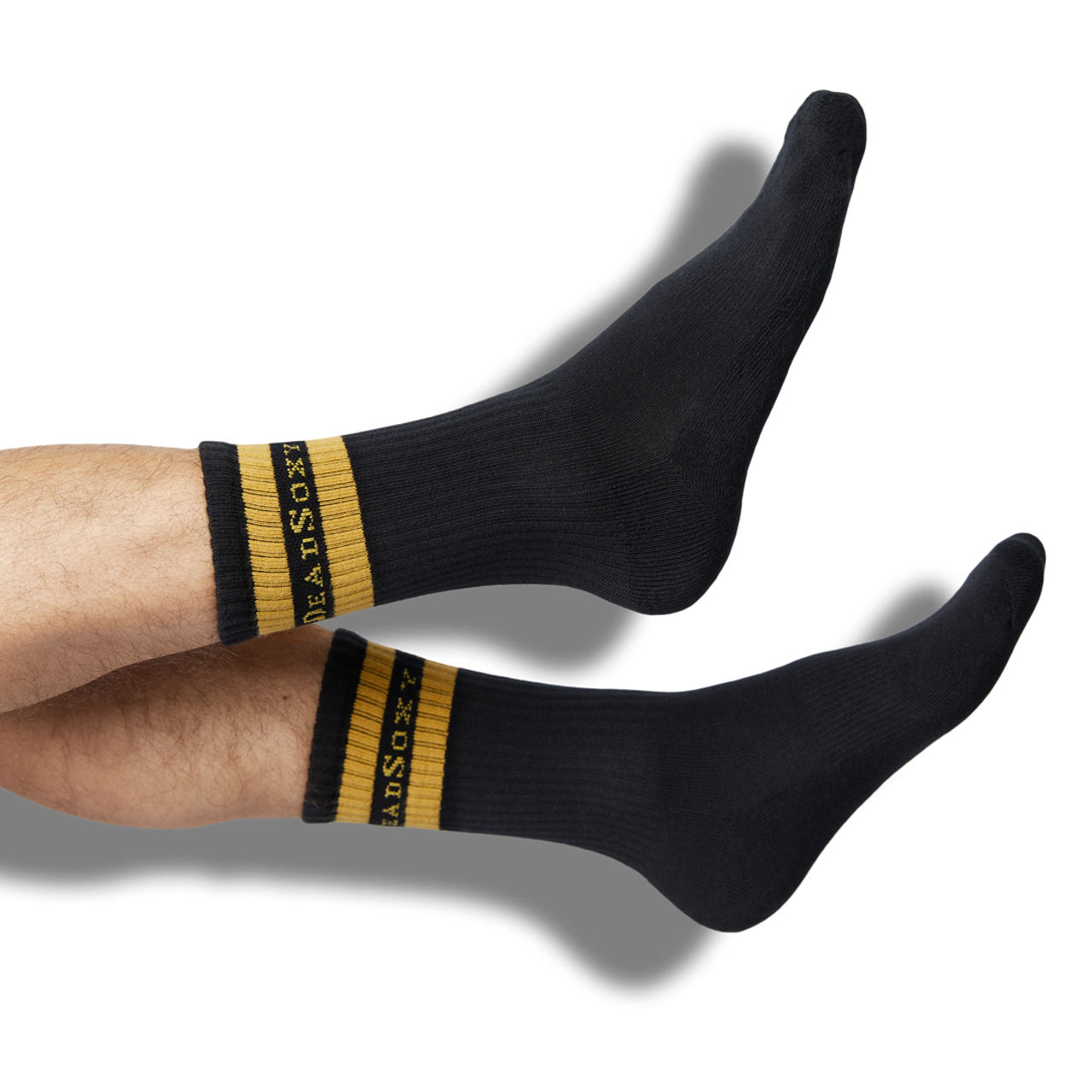 Branded Casual Crew Socks - Black/Gold
