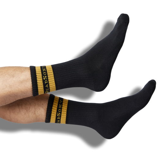 Branded Casual Crew Socks - Black/Gold