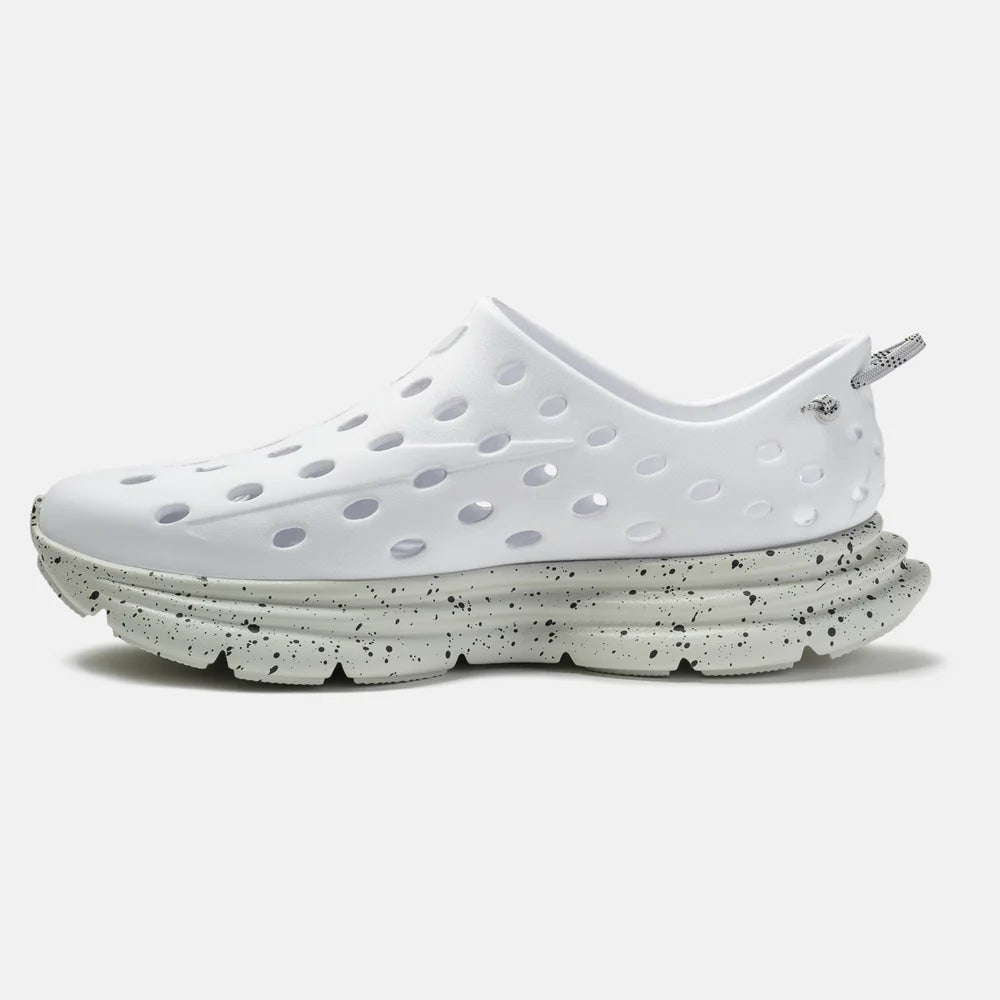 White Kane Recovery Shoes with a speckled sole on a white background