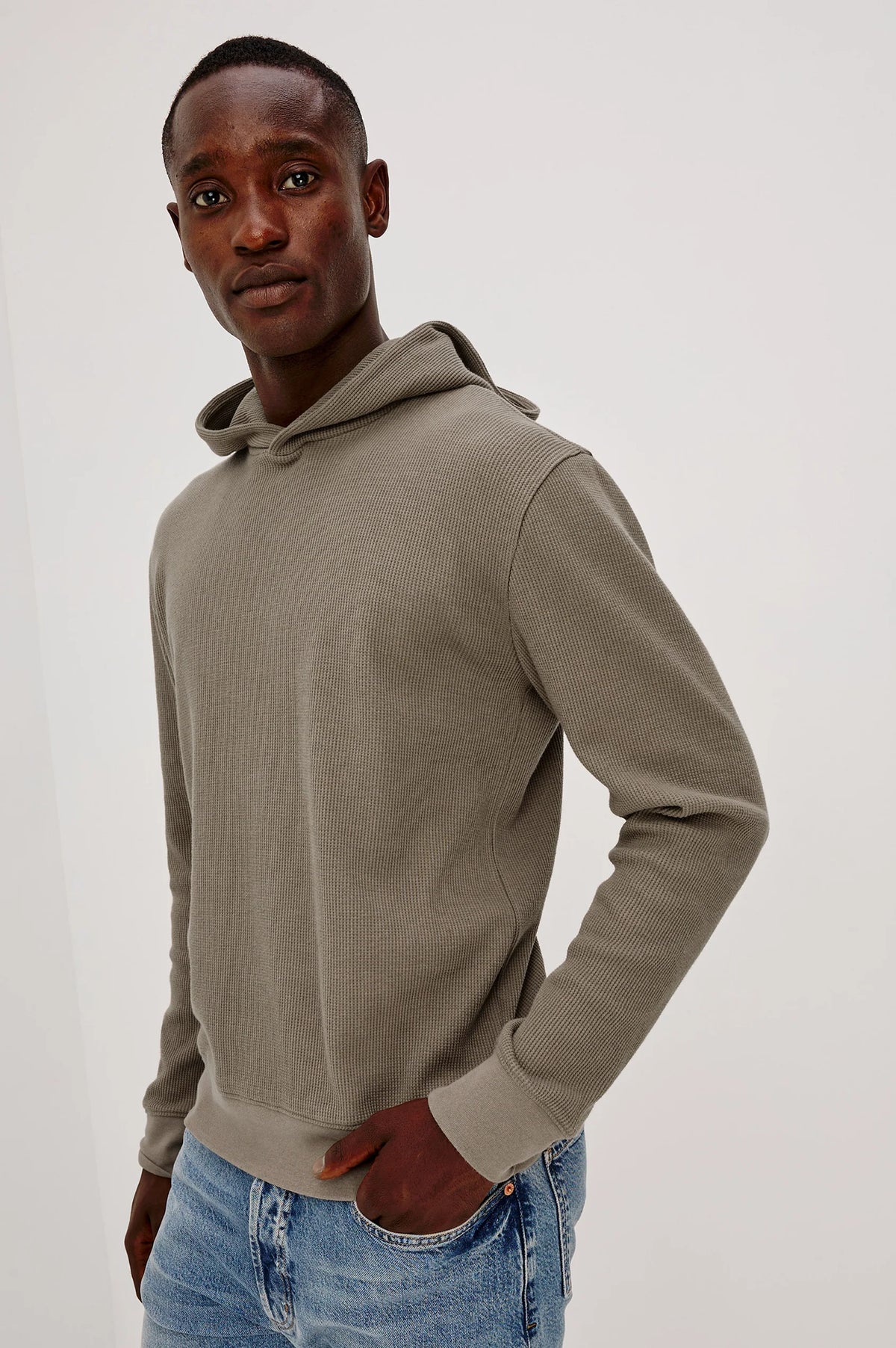 Gates Waffle-Knit Pullover Hoodie - Walnut